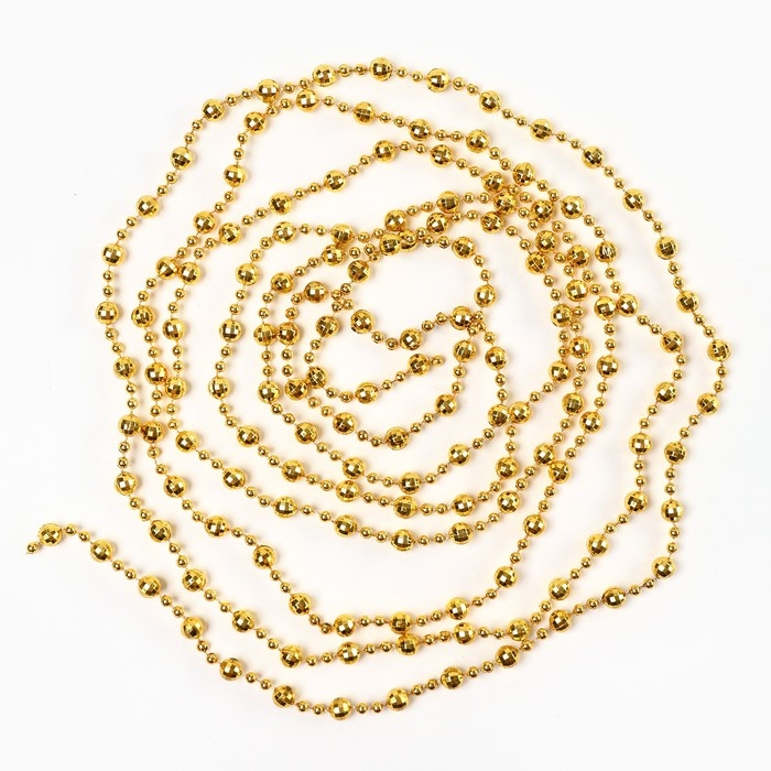 Бусы на ёлку новогодние, на Новый год, 0,8х0,8х300 см., цвет золотой Бусы на ёлку новогодние, на Новый год, 0,8х0,8х300 см., цвет золотой