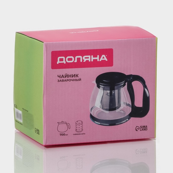 Чайник стеклянный заварочный Доляна «Иллюзия», 700 мл, с металлическим ситом Чайник стеклянный заварочный Доляна «Иллюзия», 700 мл, с металлическим ситом