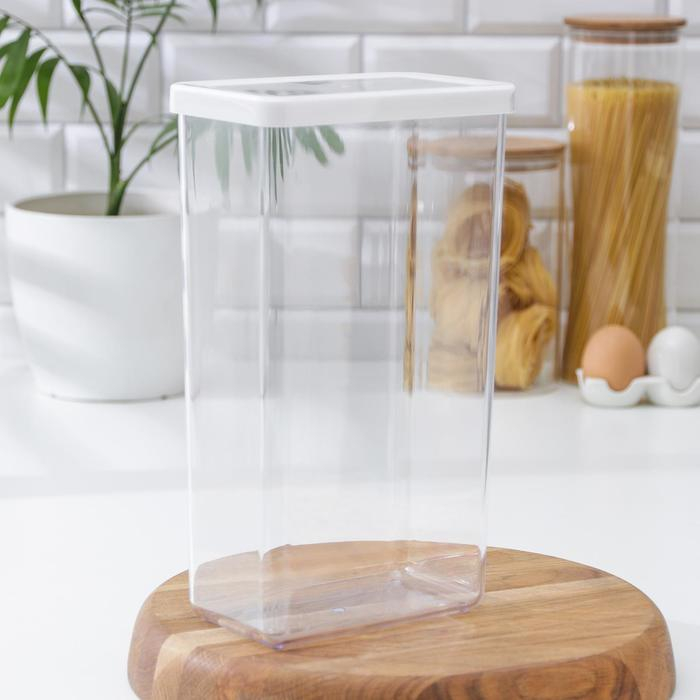 Контейнер для сыпучих продуктов &laquo;Степ&raquo;, 3.2 л, 16&times;10&times;28 см, цвет белый