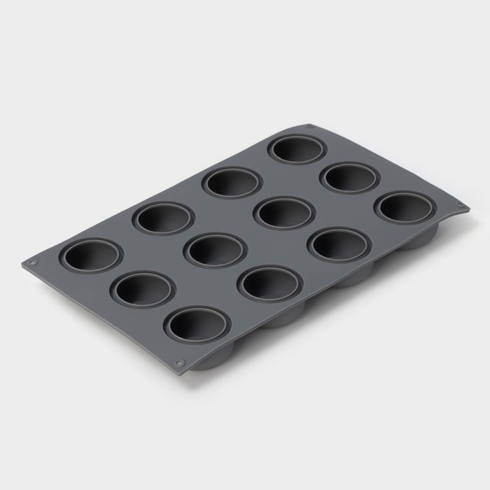 Форма для выпечки и муссовых десертов KONFINETTA «Фолд», силикон, 28,8×17,1×2,6 см, 12 ячеек (4,2×2,5 см), цвет серый Форма для выпечки и муссовых десертов KONFINETTA «Фолд», силикон, 28,8×17,1×2,6 см, 12 ячеек (4,2×2,5 см), цвет серый