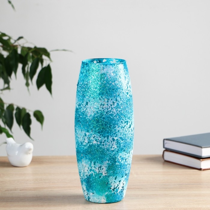 Ваза  Ваза "Бирюзовое напыление" 8х11х26см