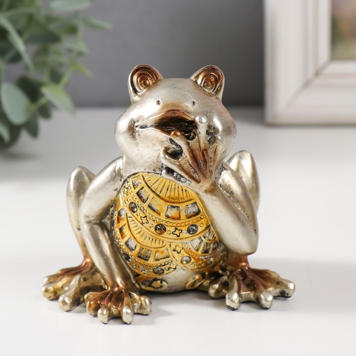 Сувенир полистоун Сувенир полистоун "Удивленная лягушка" светлое золото МИКС 10,3х6,3х8 см