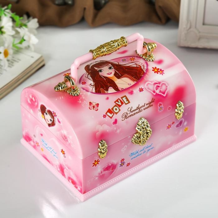 Шкатулка музыкальная механическая Шкатулка музыкальная механическая "Сундучок с секретами принцессы" 15х11,5х9,5 см