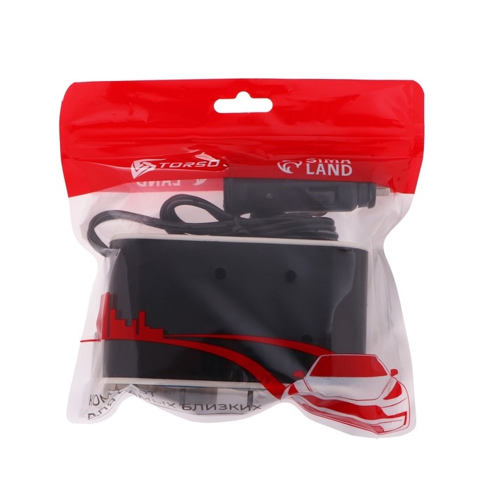 Разветвитель прикуривателя TORSO, 12-24 В, USB, провод 50 см, подсветка Разветвитель прикуривателя TORSO, 12-24 В, USB, провод 50 см, подсветка