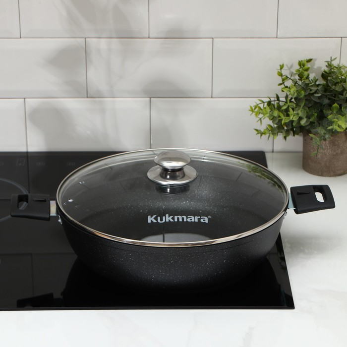 Сотейник, d=30 см, съёмные ручки, стеклянная крышка, антипригарное покрытие, цвет тёмный мрамор Сотейник, d=30 см, съёмные ручки, стеклянная крышка, антипригарное покрытие, цвет тёмный мрамор