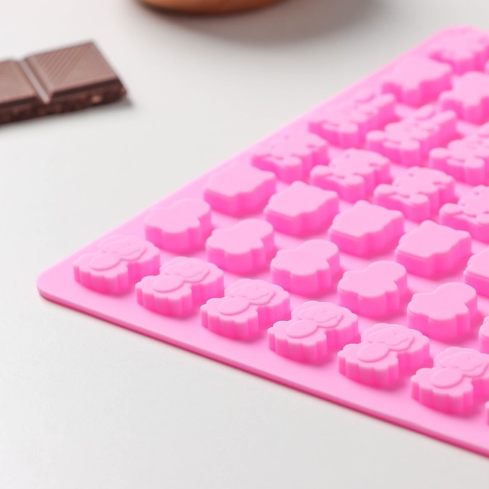 Форма для мармелада Доляна «Зоопарк», силикон, 18,5×15×0,5 см, 49 ячеек (2×1,5 см), цвет розовый Форма для мармелада Доляна «Зоопарк», силикон, 18,5×15×0,5 см, 49 ячеек (2×1,5 см), цвет розовый