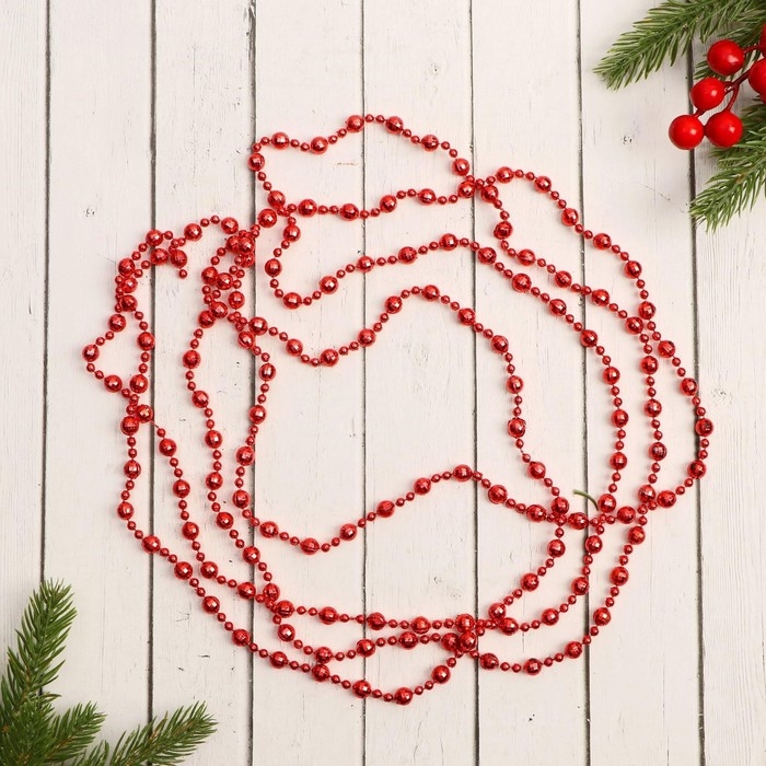 Бусы на ёлку 2,7 м d-8 мм Бусы на ёлку 2,7 м d-8 мм "Шарики рельефные" микс