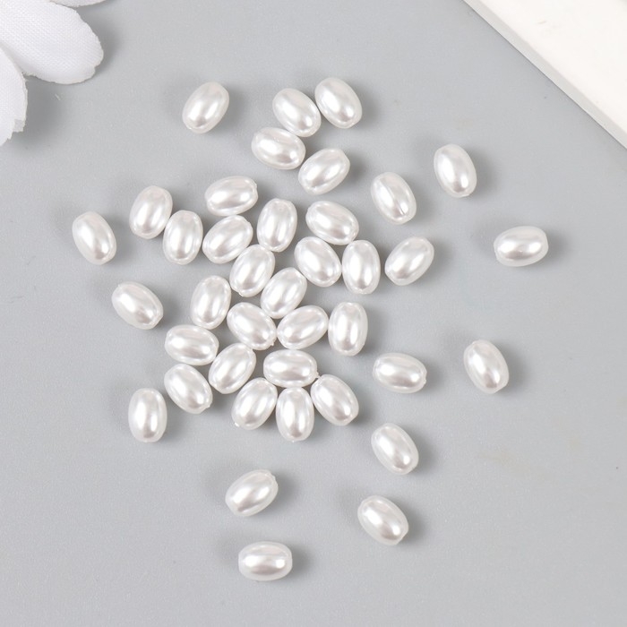 Бусины для творчества пластик Бусины для творчества пластик "Неровный жемчуг овальный" набор 40 шт 0,7х0,5 см