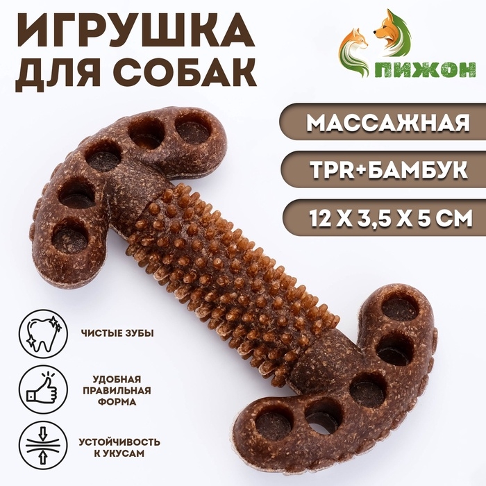 Игрушка для собак  Игрушка для собак "Ключ", TPR+Бамбук, массажная, 12 х 3,5 х 5 см