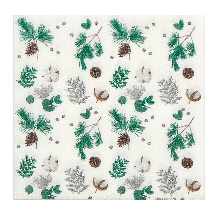Новогодние салфетки Новогодние салфетки "Веточки", двухслойные, 33х33 см, 20 шт.