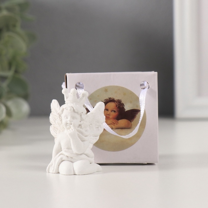 Сувенир полистоун Сувенир полистоун "Ангелочек в короне" белый МИКС 3х3х5 см