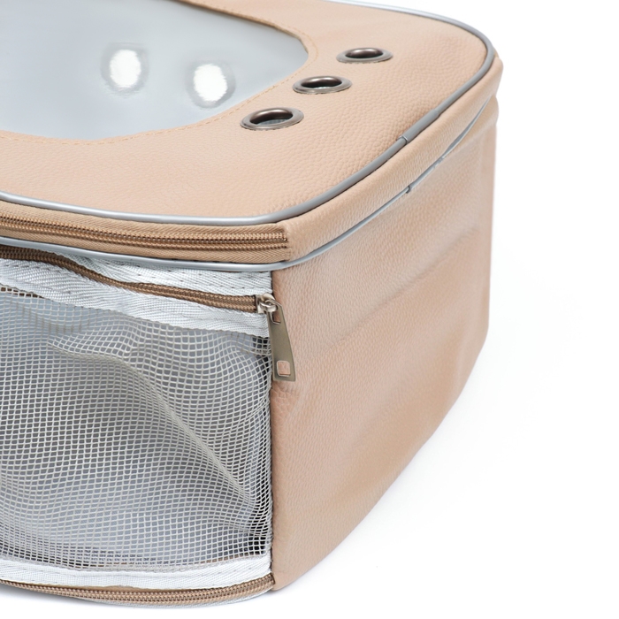 Рюкзак для переноски кошек и собак, кожзам, 32 х 21 х 35 см, бежевый Рюкзак для переноски кошек и собак, кожзам, 32 х 21 х 35 см, бежевый