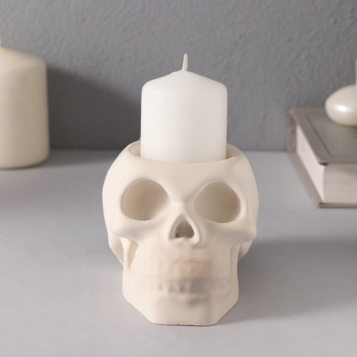 Подсвечник  Подсвечник "Череп " 7*10см белый