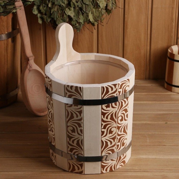 Запарник из липы, 5 л, пластиковая вставка, ручка-деревянная (Рисунок  8) Запарник из липы, 5 л, пластиковая вставка, ручка-деревянная (Рисунок  8)