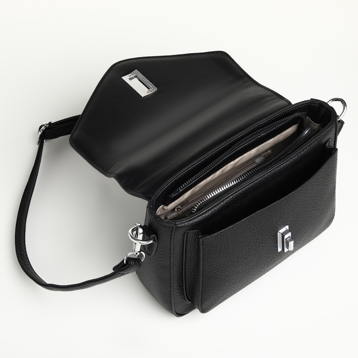 Сумка женская на клапане TEXTURA, маленький размер, цвет чёрный Сумка женская на клапане TEXTURA, маленький размер, цвет чёрный