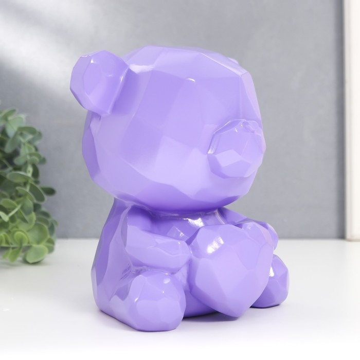 Копилка пластик Копилка пластик "Медвежонок с сердцем" сиреневый 14,5х14х17 см