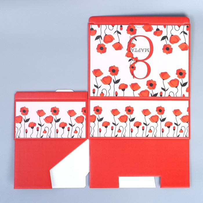 Коробка подарочная сборная, упаковка, «С праздником весны», 26 х 19 х 10 см