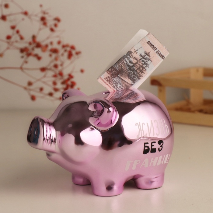 Копилка керамика  Копилка керамика "Хрюша в загоне - Не ставь мне рамки. Жизнь без границ" 15,5х11.7х9.5 см   1052431