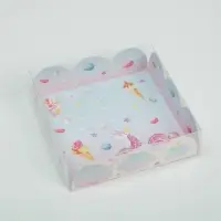 Коробка для печенья, кондитерская упаковка с пластиковой крышкой, «Побалуй себя», 10.5 х 10.5 х 3 см