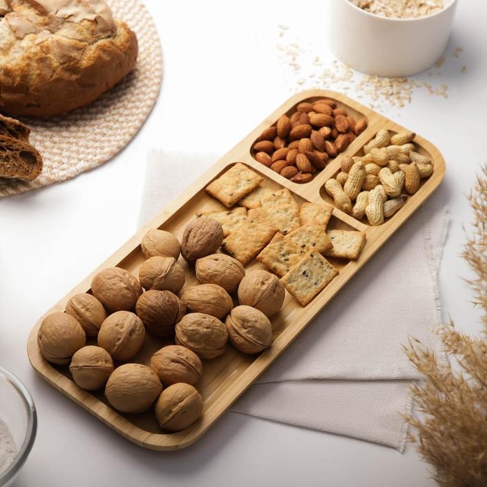 Менажница Доляна Striata, 3 секции, 39,5×16 см, бамбук Менажница Доляна Striata, 3 секции, 39,5×16 см, бамбук