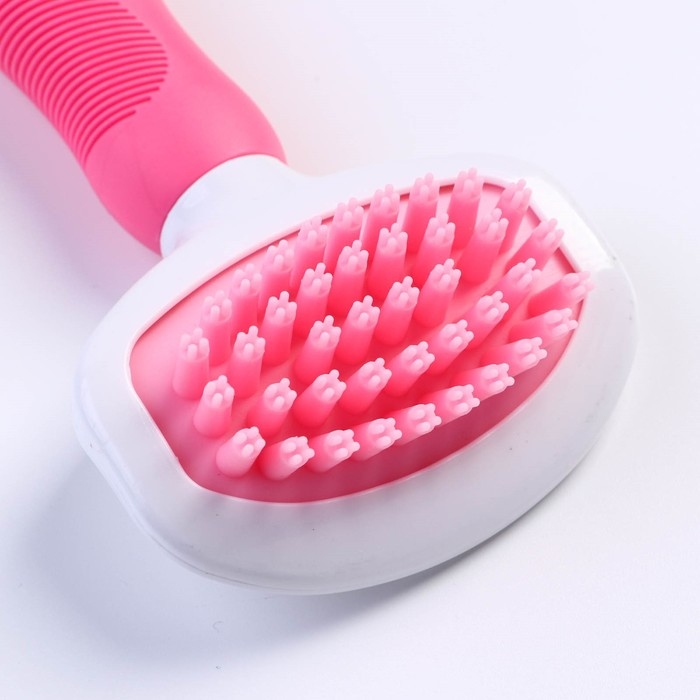 Щётка шерсти с удлиненными силиконовыми зубцами и массажным эффектом, 8 х 17, розовая Щётка шерсти с удлиненными силиконовыми зубцами и массажным эффектом, 8 х 17, розовая