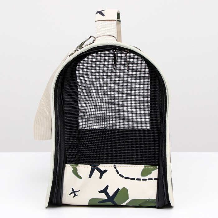 Сумка - переноска для животных  Сумка - переноска для животных "Самолеты", белая, размер M, 40 х 21 х 27 см