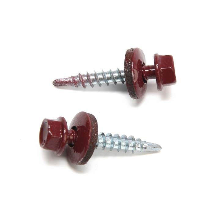 Саморезы кровельные 4,8х30 мм, RAL3005 цвет бордовый, 200 шт. Саморезы кровельные 4,8х30 мм, RAL3005 цвет бордовый, 200 шт.