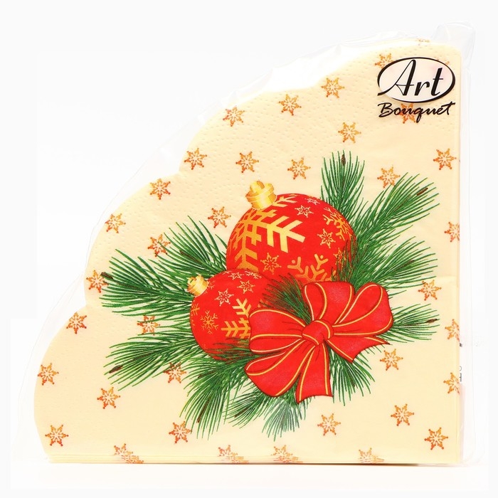 Новый год. Салфетки бумажные Art Bouquet Rondo Новый год. Салфетки бумажные Art Bouquet Rondo "Новогодние шары", 3 слоя, d 32, 12 шт