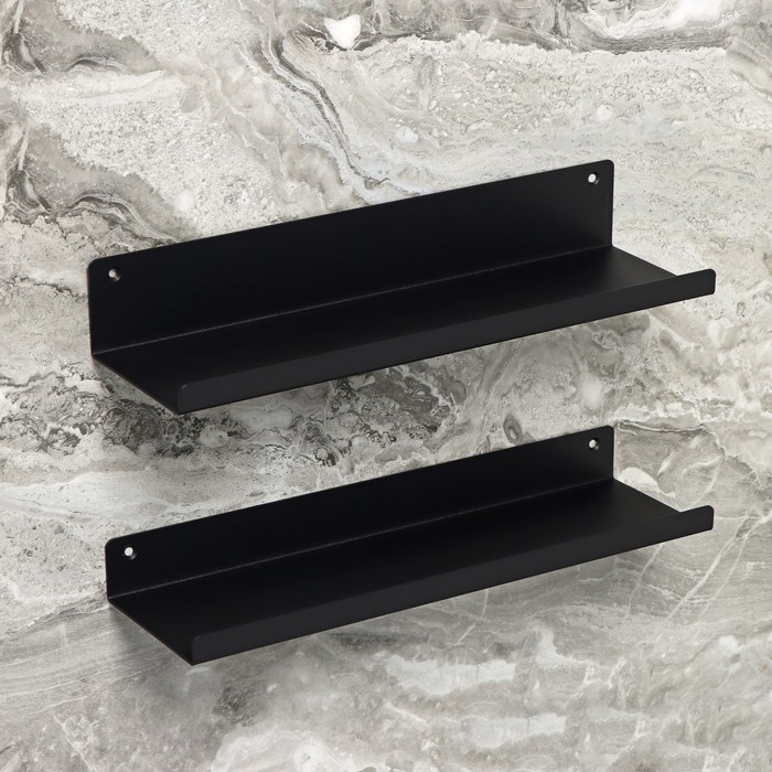 Полки для хранения «Лофт Арт», 35×10×3,5 см, 2 шт, цвет чёрный Полки для хранения «Лофт Арт», 35×10×3,5 см, 2 шт, цвет чёрный