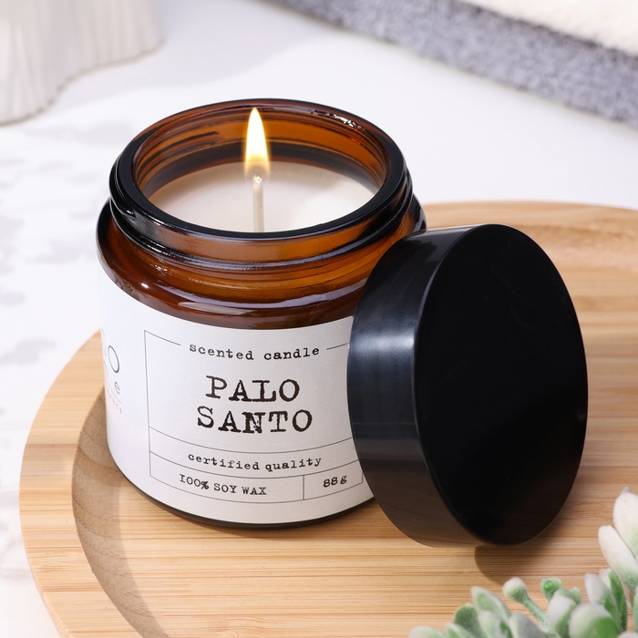 Свеча ароматическая в банке  Свеча ароматическая в банке "Пало санто", совый воск, 88 г