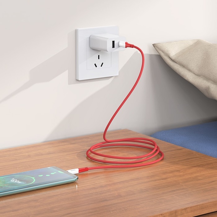 Кабель Hoco X70, Type-C - Type-C, 60 Вт (зарядка ноутбука), 3 А, 1 м, нейлон оплетка,красный Кабель Hoco X70, Type-C - Type-C, 60 Вт (зарядка ноутбука), 3 А, 1 м, нейлон оплетка,красный