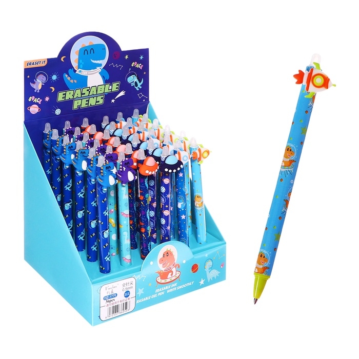 Ручка гелевая 0.5 мм, со стираемыми чернилами, синяя, штрихкод на штуке, МИКС Космос/Дино Ручка гелевая 0.5 мм, со стираемыми чернилами, синяя, штрихкод на штуке, МИКС Космос/Дино