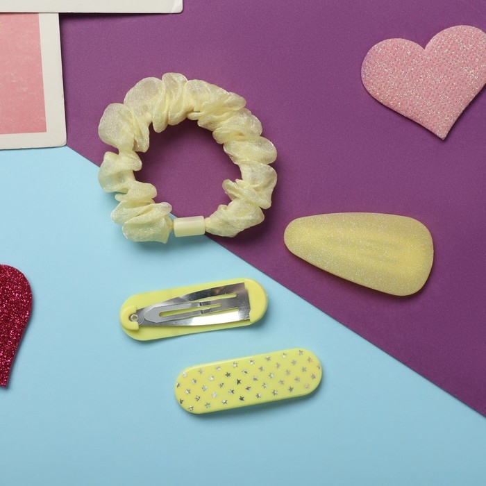 Набор для волос Набор для волос "Толиман" (1 резинка-6 см,3 невидимки- 5 см) жёлтый