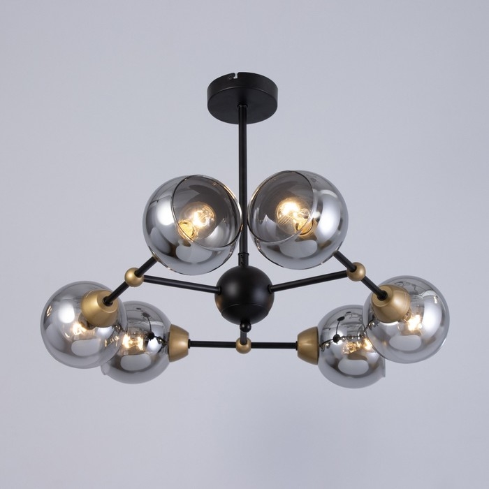 Люстра "Атом" 6х60Вт Цоколь: Е27 Цвет: Черный