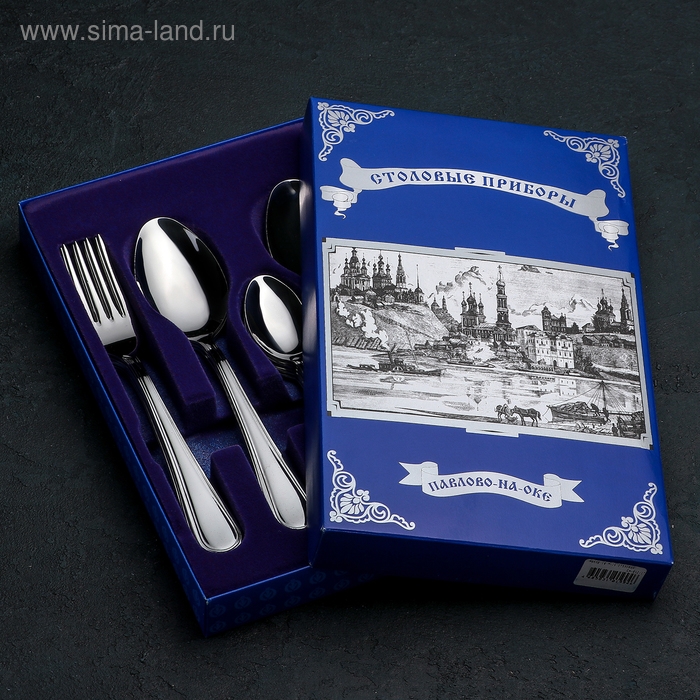 Набор столовых приборов « Рапсодия», 18 предметов, картонная коробка, цвет серебряный Набор столовых приборов « Рапсодия», 18 предметов, картонная коробка, цвет серебряный