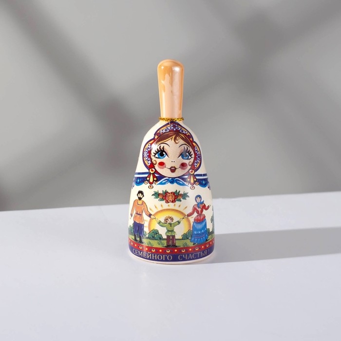 Колокольчик с ручкой  Колокольчик с ручкой "Матрешка" 8 см, малая, керамика,