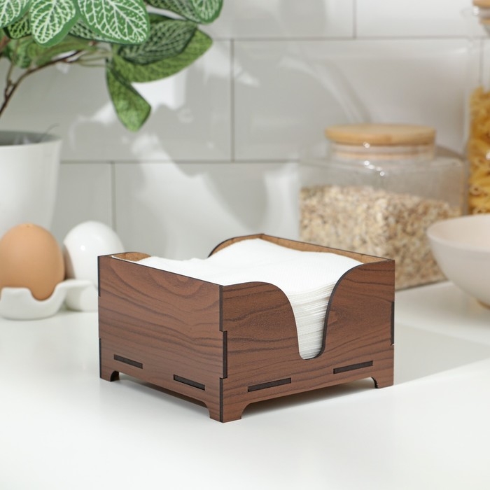 Салфетница деревянная «Орех», без гравировки, с салфетками, цвет коричневый Салфетница деревянная «Орех», без гравировки, с салфетками, цвет коричневый