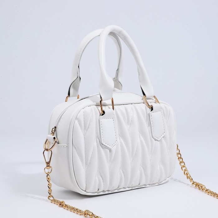 Сумка женская на молнии, цвет белый