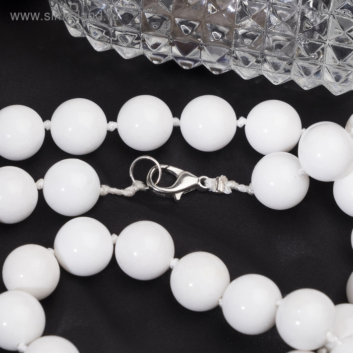 Бусы шар №12 через узел «Агат белый», 60см