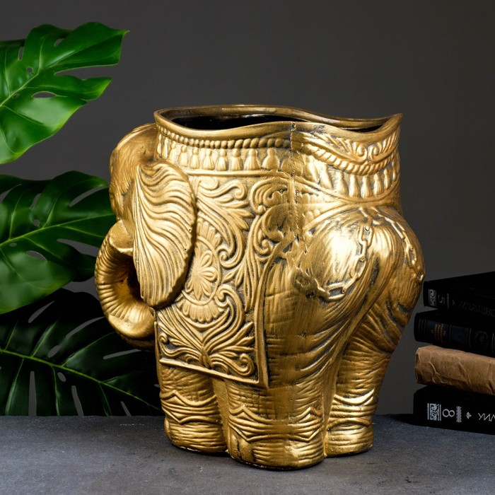 Фигурное кашпо Фигурное кашпо "Слон средний", золото 6 л/ 35х22х35см