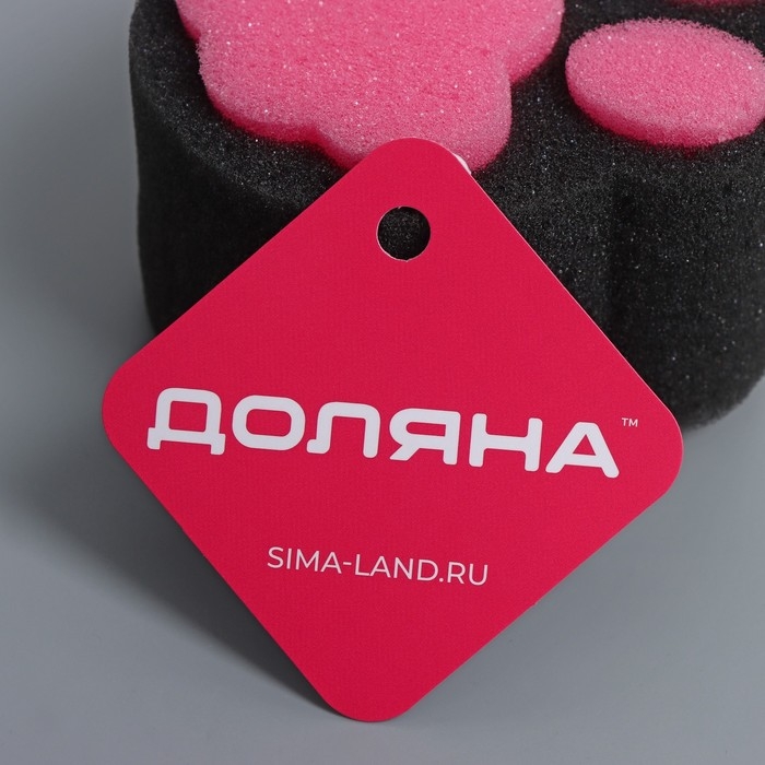 Губка для тела Доляна «Розовая пантера», 10,8×10,9 см, цвет чёрный, розовый Губка для тела Доляна «Розовая пантера», 10,8×10,9 см, цвет чёрный, розовый