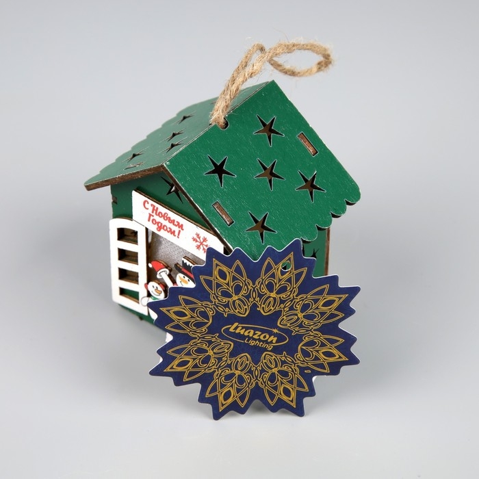 Ёлочная игрушка «Дом снеговиков», от батареек, свечение тёплое белое Ёлочная игрушка «Дом снеговиков», от батареек, свечение тёплое белое