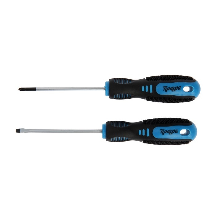Набор отверток ТУНДРА, CrV, хром, магнит, 2К рукоятки, PH0 и SL3 х 75 мм, 2 шт. Набор отверток ТУНДРА, CrV, хром, магнит, 2К рукоятки, PH0 и SL3 х 75 мм, 2 шт.