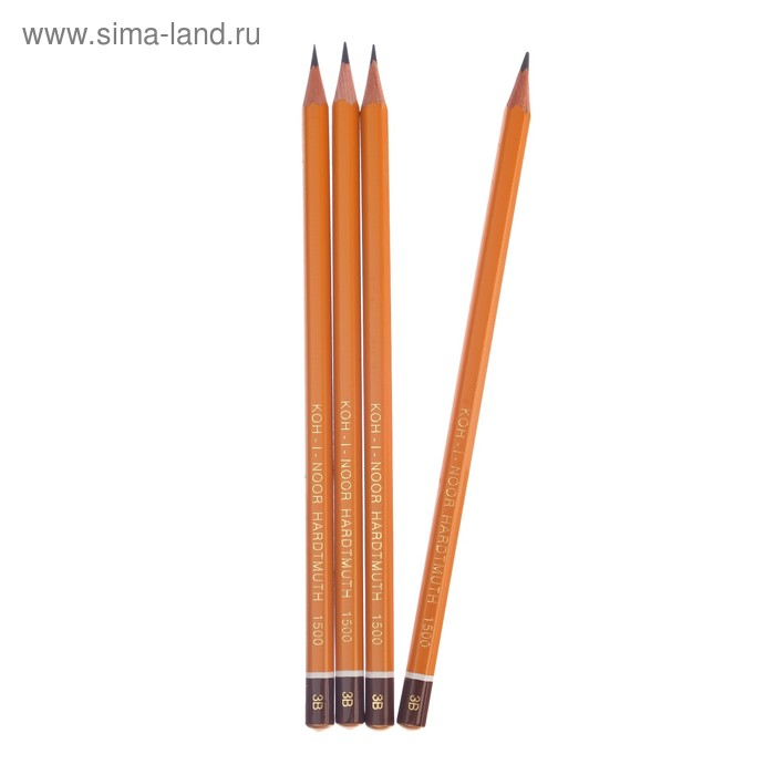 Набор чернографитных карандашей 4 штуки Koh-I-Noor, профессиональных 1500 B3, заточенные (786597) Набор чернографитных карандашей 4 штуки Koh-I-Noor, профессиональных 1500 B3, заточенные (786597)