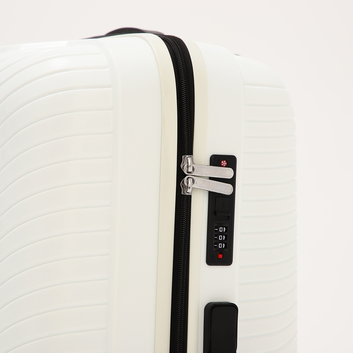 Чемодан большой 100 л (L), отдел на молнии, кодовый замок, 4 колеса, цвет белый Чемодан большой 100 л (L), отдел на молнии, кодовый замок, 4 колеса, цвет белый