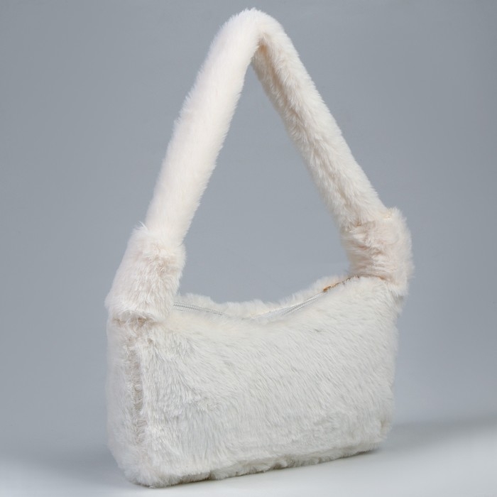 Плюшевая сумка-багет, белая