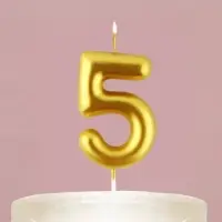 Свеча для торта, цифра «5», золото, 9,5 х 4 см