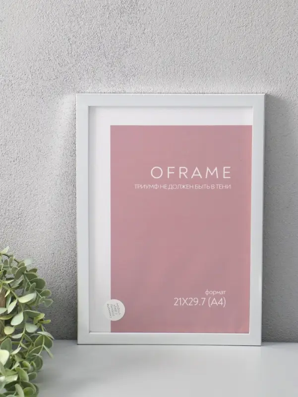 Фоторамка для фото 21х29,7 см (А4) "Oframe", пластик, серебро, (пластик экран)