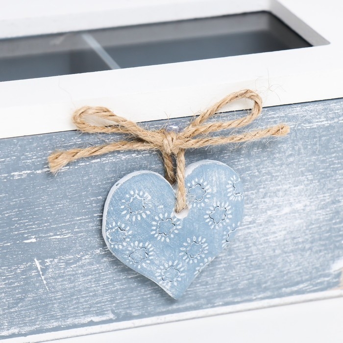 Шкатулка дерево, стекло с делениями  Шкатулка дерево, стекло с делениями "Звёздное сердце" 16,4х9х7 см