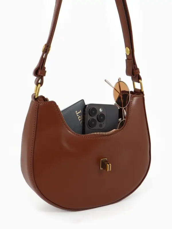 Сумка женская багет TEXTURA на молнии, 24&times;6&times;14 см, коричневая